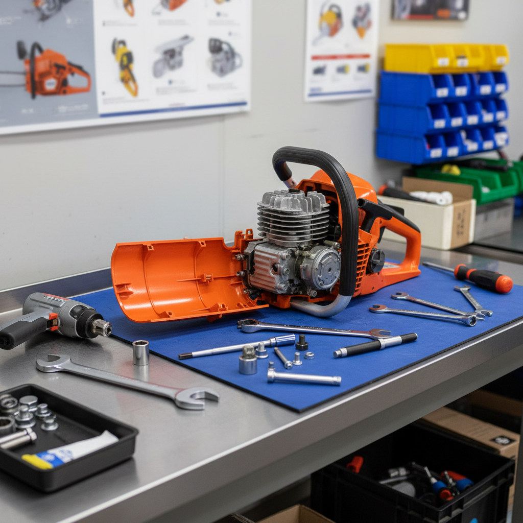 Motosierra Husqvarna 125 en servicio técnico