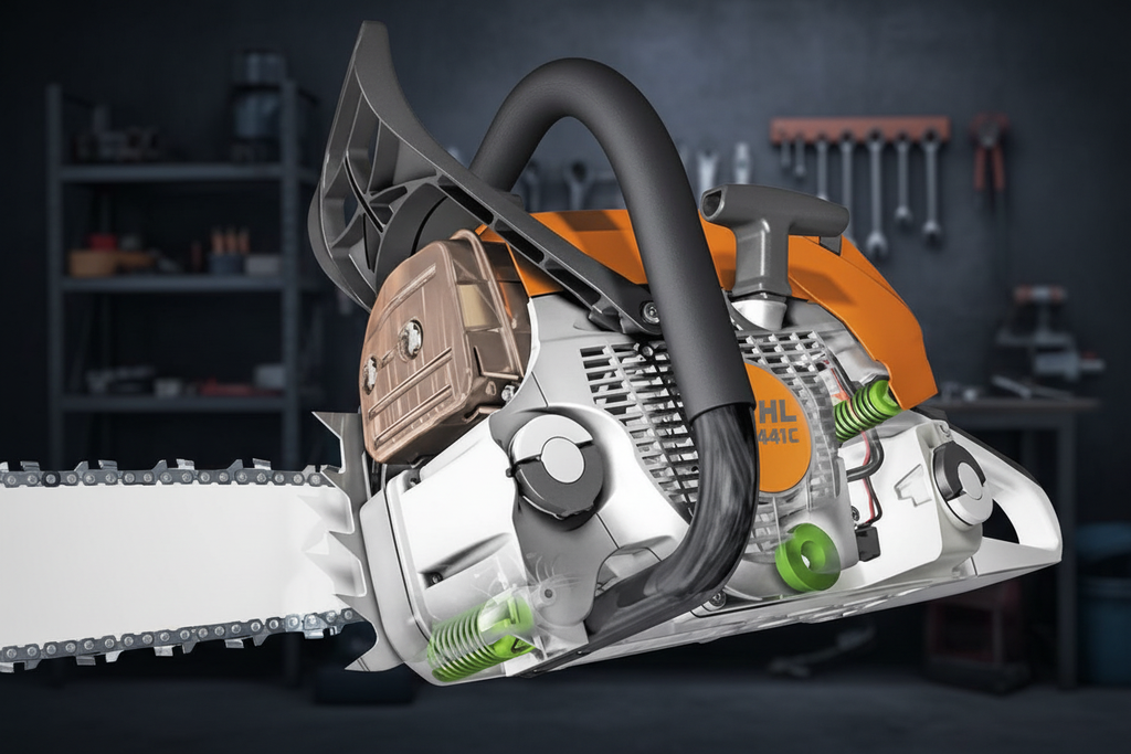 Motor Motosierra Stihl con fondo sofisticado