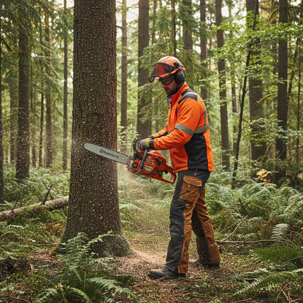 Motosierra Husqvarna 125 en uso forestal