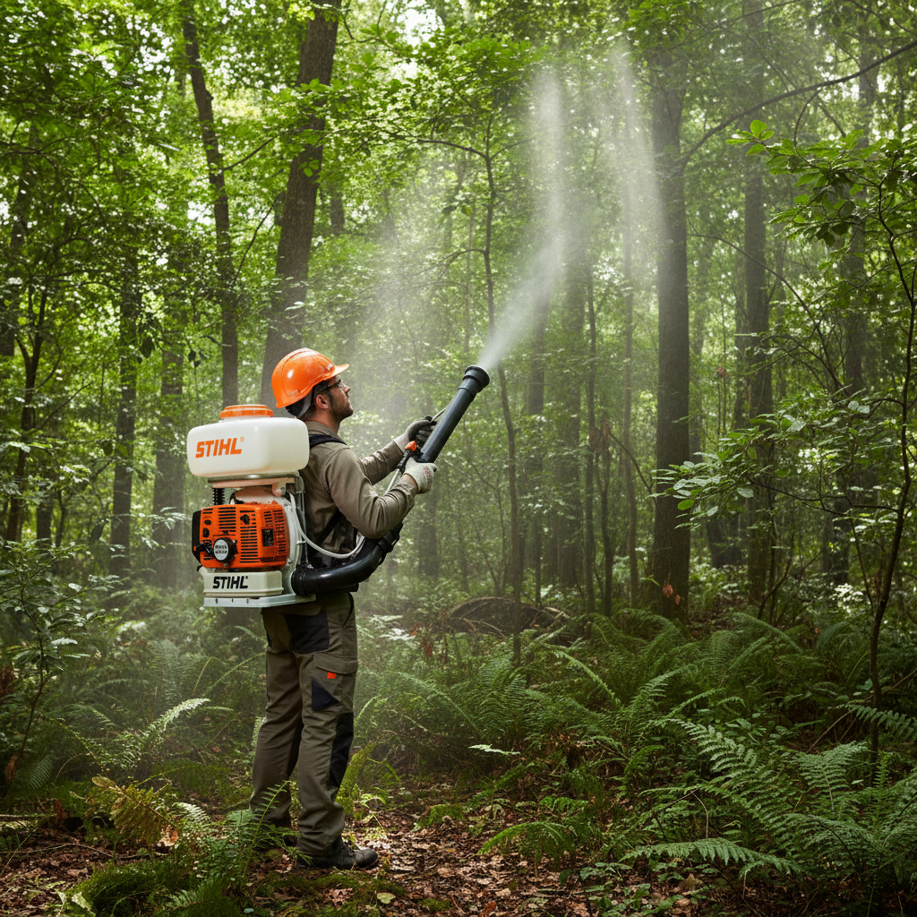 Motofumigadora Stihl SR 420 en uso forestal
