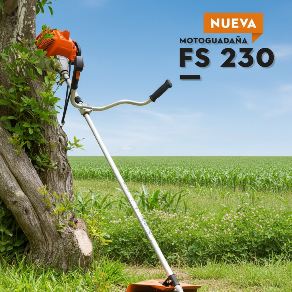 Chapeadora Stihl FS 230 en campo agrícola