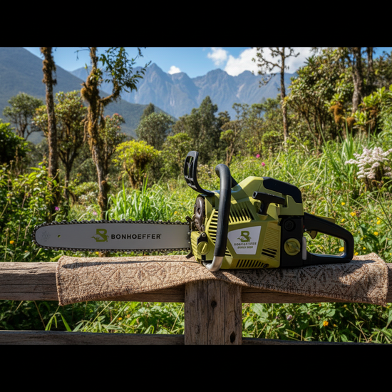 Motosierra Bonhoeffer CS55 en bosque andino peruano