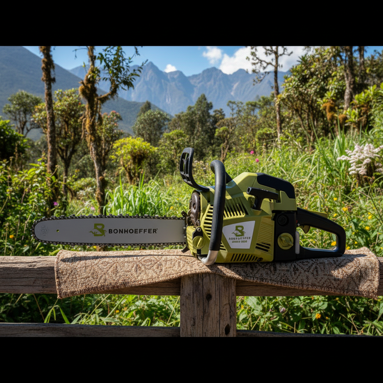 Motosierra Bonhoeffer CS55 en bosque andino peruano