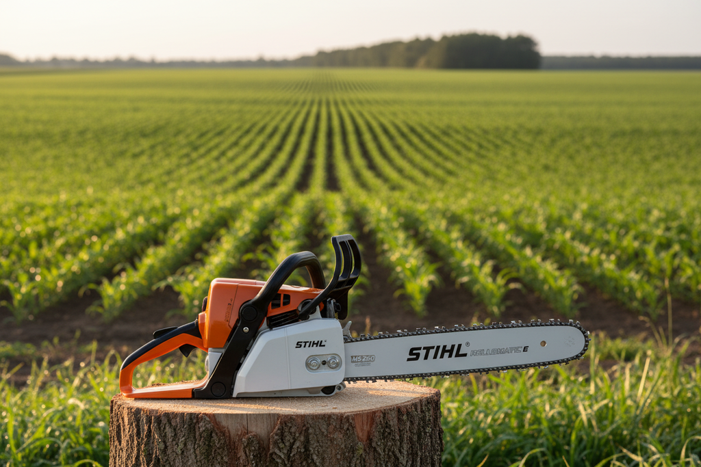Motosierra Stihl MS 250 con fondo agropecuario