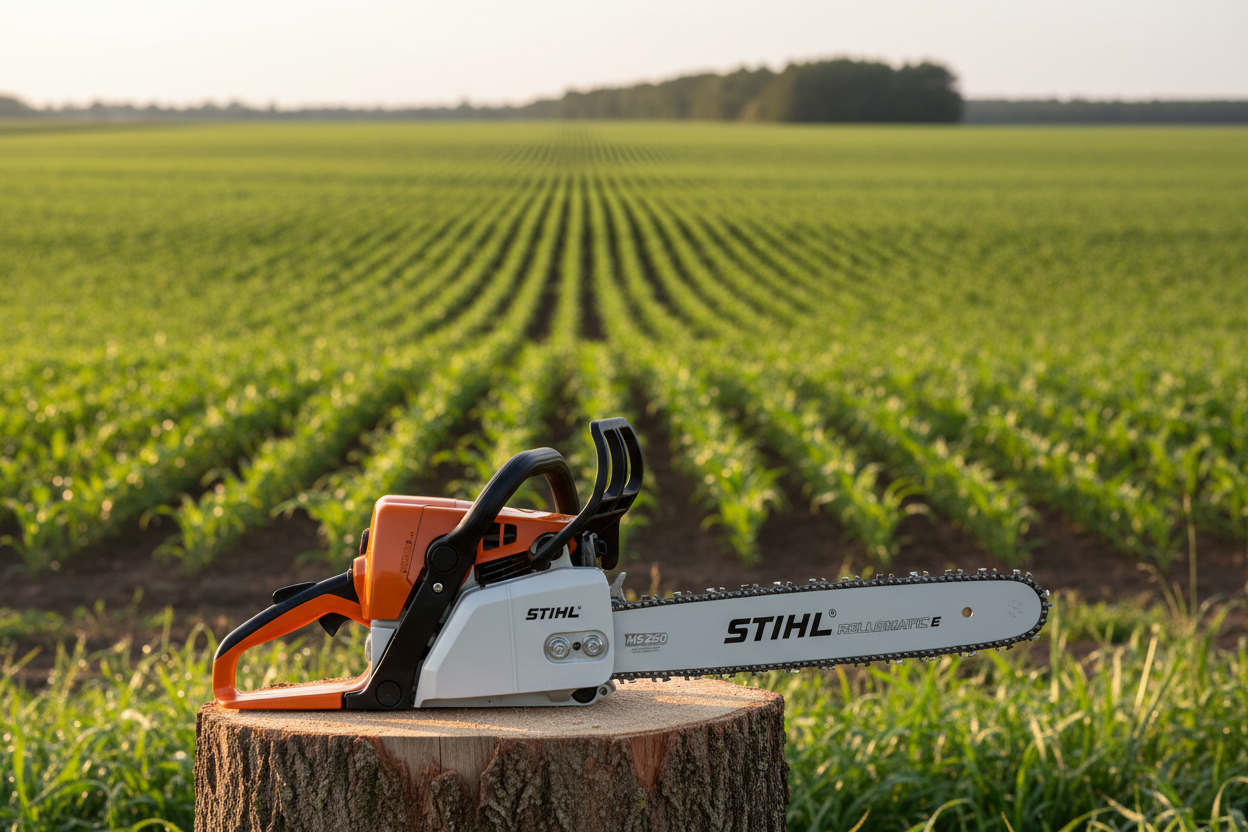 Motosierra Stihl MS 250 con fondo agropecuario