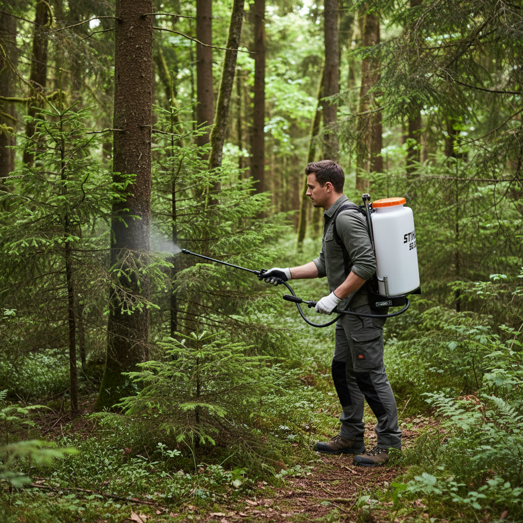 Fumigadora Manual Stihl SG 20 en uso forestal