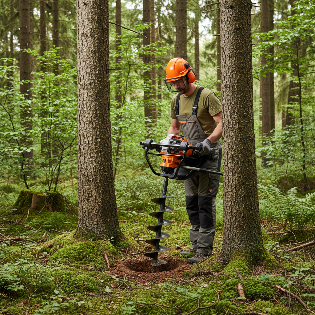 Barreno STIHL BT 230 en uso forestal